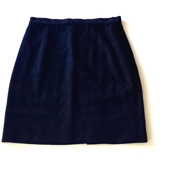Custom Tailored Vintage Maurizio II Navy Blue Cashmere mini skirt, size 6 - Picture 1 of 6
